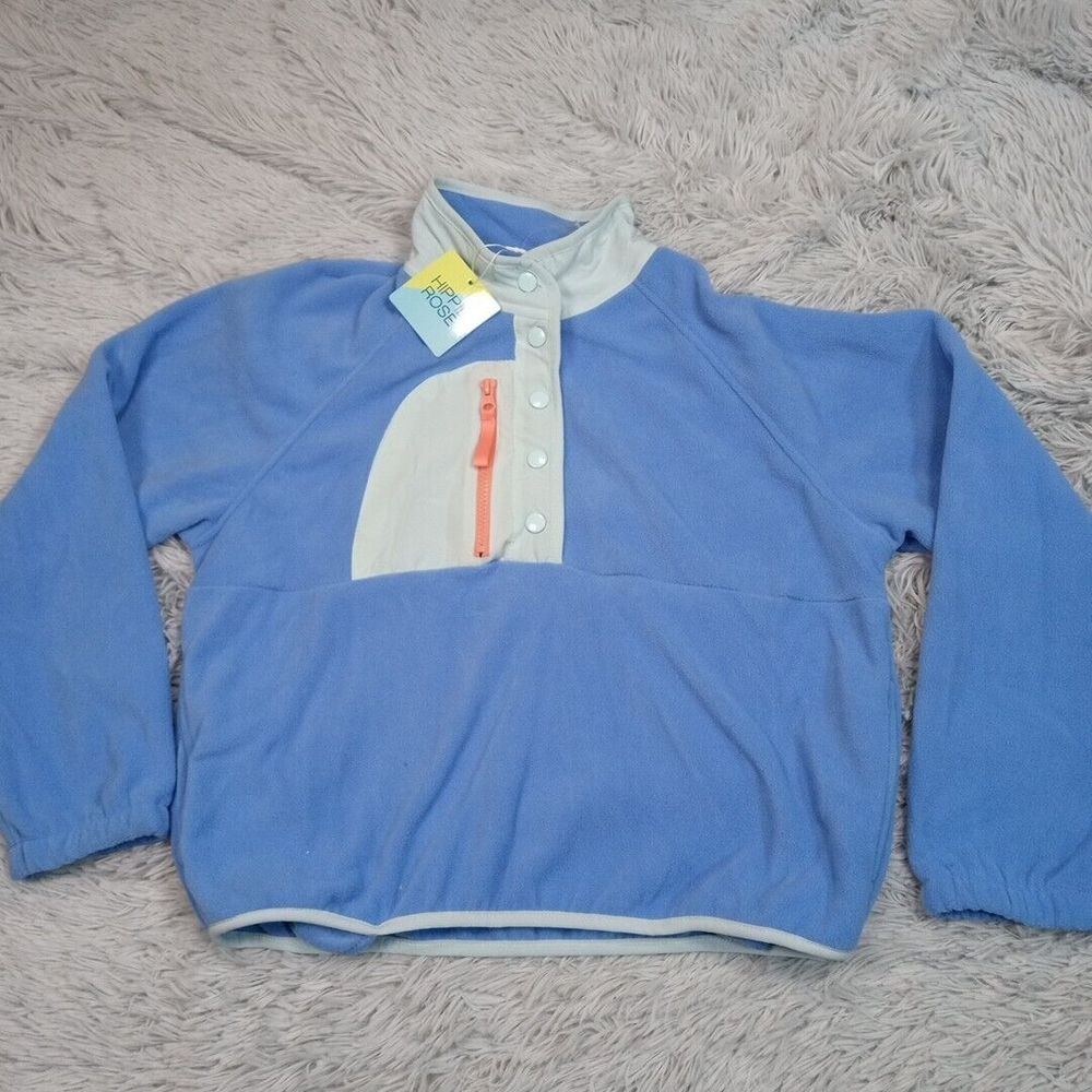 Hippie Rose Sweater Womens M Blue Cozy Soft Comfort Pocket Snaps Casual New